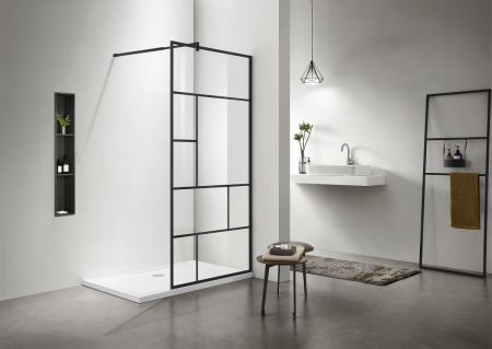 Душевая перегородка Aquatek AQ WIW Print 10020BL 100х200 стекло прозрачное профиль черный